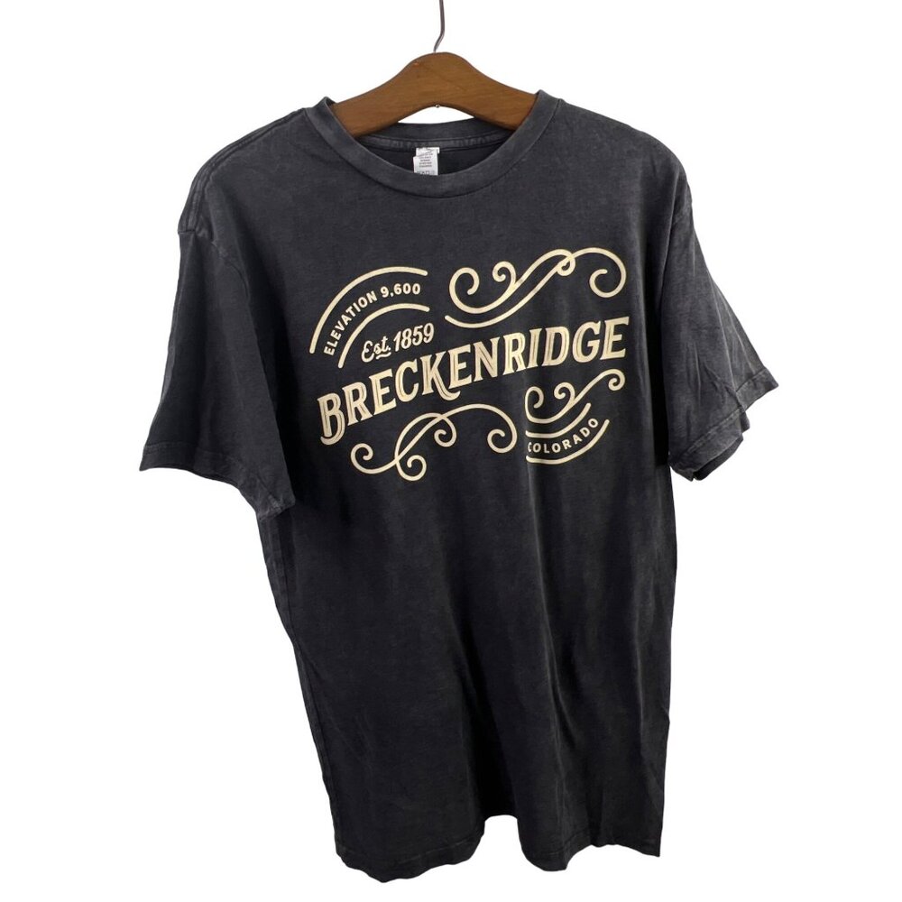 Breckenridge Colorado TShirt SIze Medium Short Sleeve Black Vintage Wash NEW
